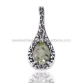 Bijoux Pendentif Argent Améthyste Vert 925